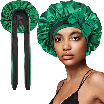 Women Double-layer Satin Sleep Cap Elastic