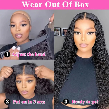 Glueless Deep Wave Wig – 5x5/6x4 Lace, Pre-Cut Ready to Wear