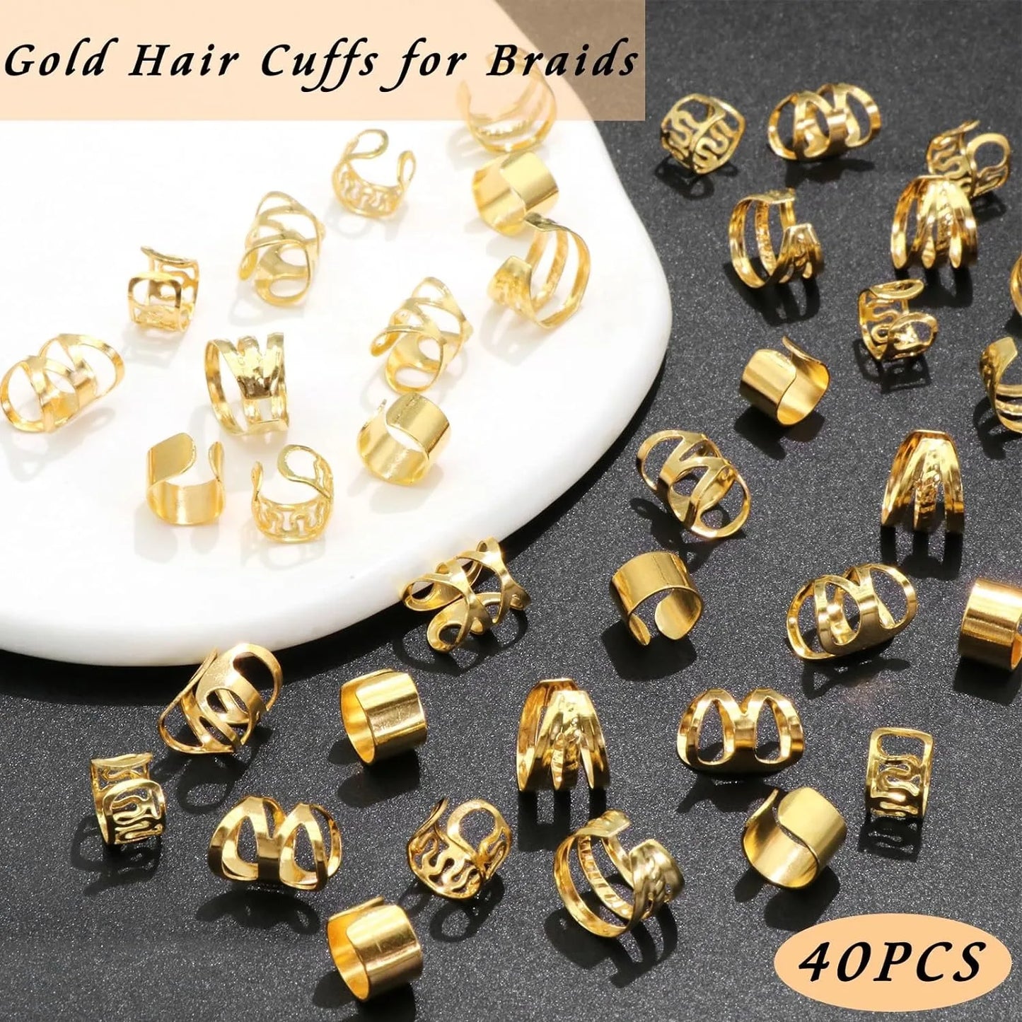 40PCS Hair Jewelry for Braids Gold Hair
