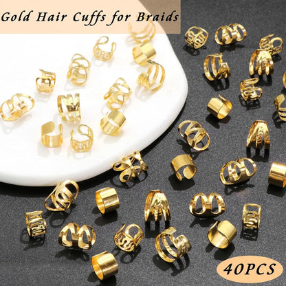 40PCS Hair Jewelry for Braids Gold Hair