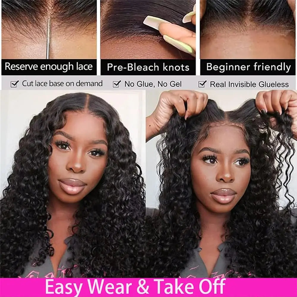 Glueless Deep Wave Wig – 5x5/6x4 Lace, Pre-Cut Ready to Wear