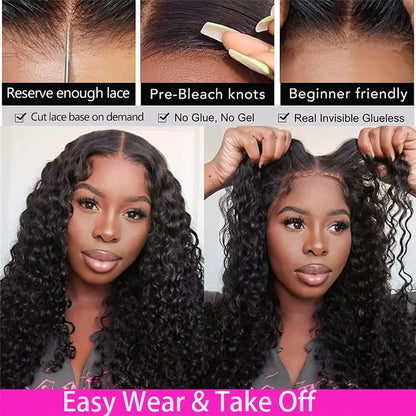 Glueless Deep Wave Wig – 5x5/6x4 Lace, Pre-Cut Ready to Wear