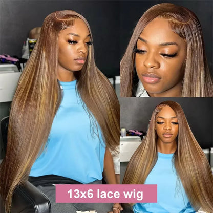 Brown Highlight Human Hair Wig