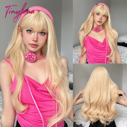 Long Blonde Wavy Synthetic Wigs
