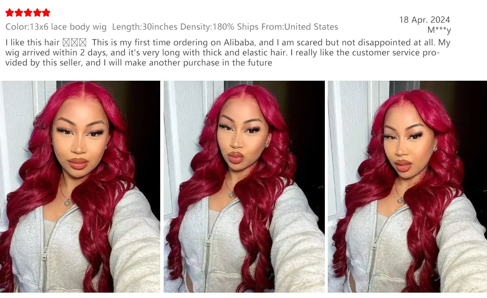 99J Burgundy Body Wave Wig – 13x4/13x6 Lace Front, 200% Density, 30–36 Inch Human Hair