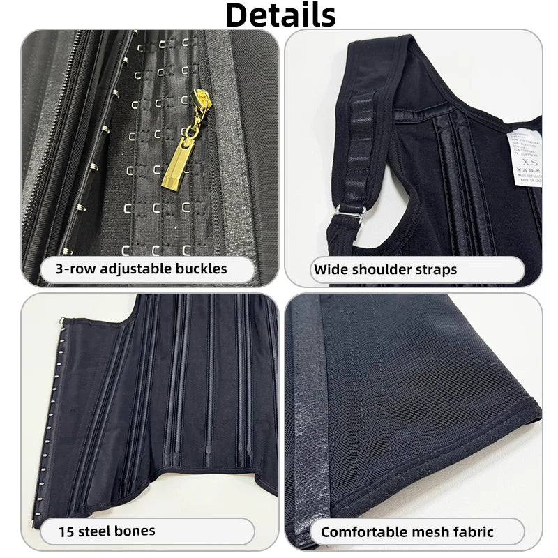 Colombian Faja Body Shaper – Double Compression Waist Trainer with Zipper & Hooks