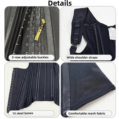 Colombian Faja Body Shaper – Double Compression Waist Trainer with Zipper & Hooks
