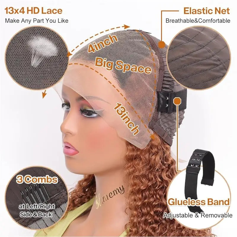 Honey Blonde Curly Bob Wig