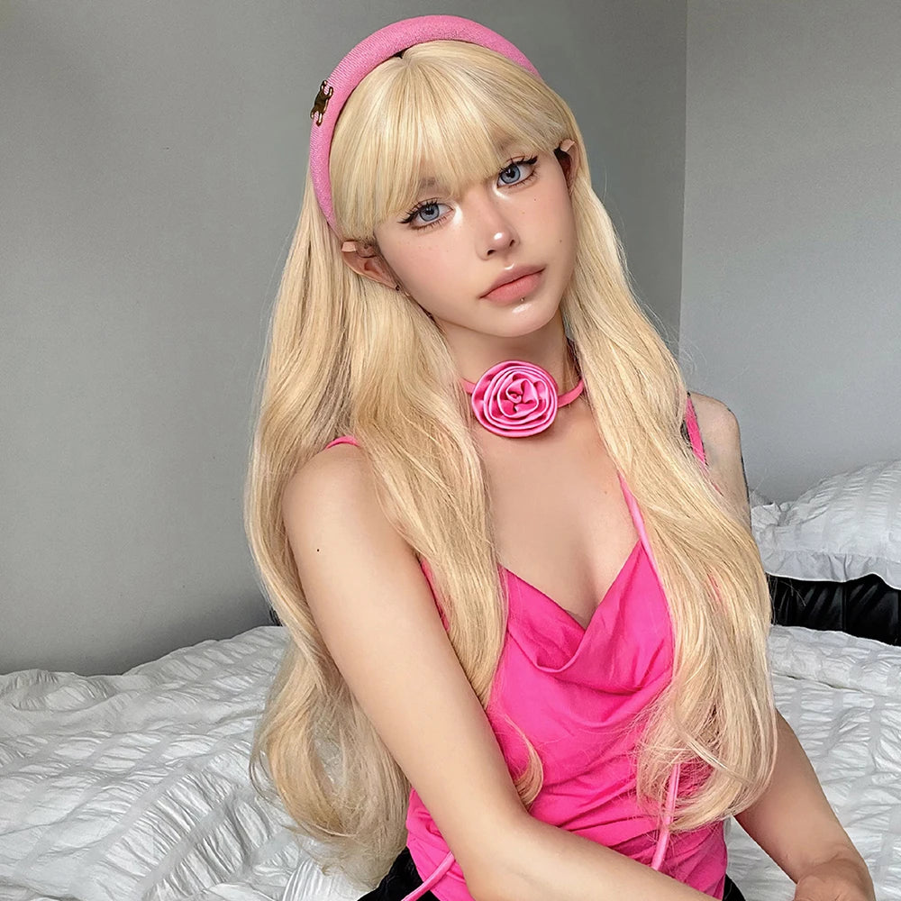 Long Blonde Wavy Synthetic Wigs