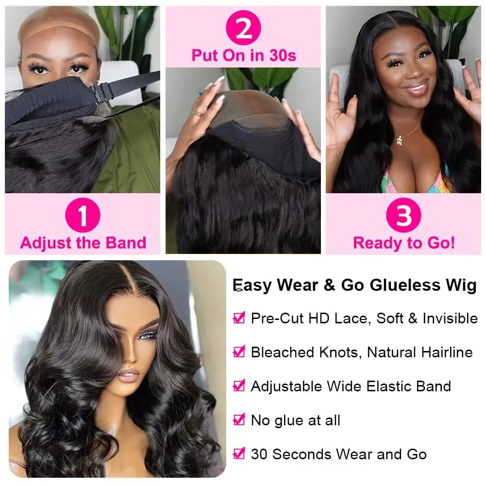 30 Inch Body Wave HD Lace Wig – Glueless, Pre-Plucked Human Hair