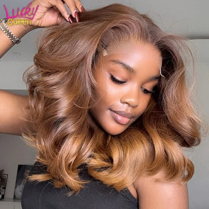 Ombre Blonde Short Bob Wig – 100% Human Hair, 13x4 Lace Front
