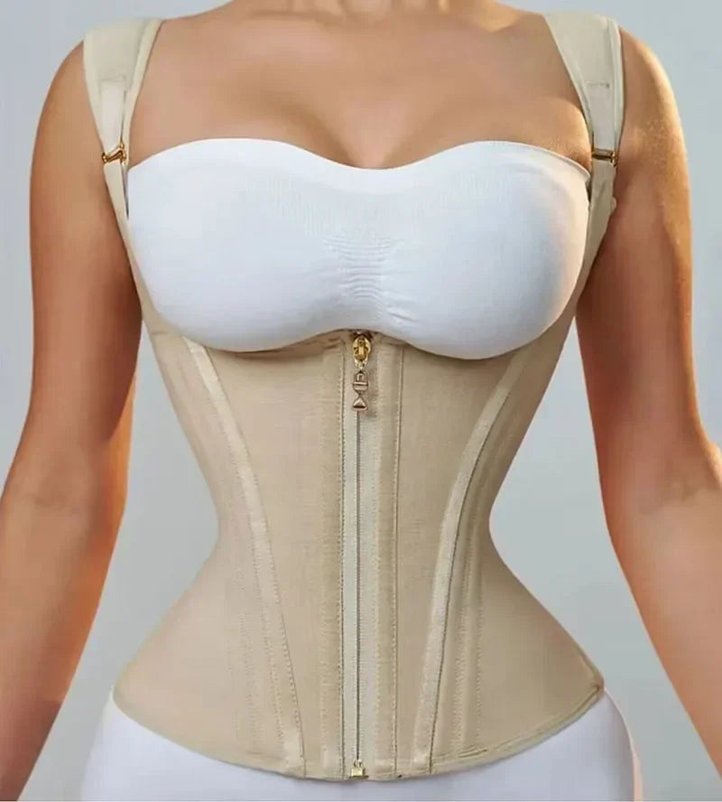 Colombian Faja Body Shaper – Double Compression Waist Trainer with Zipper & Hooks
