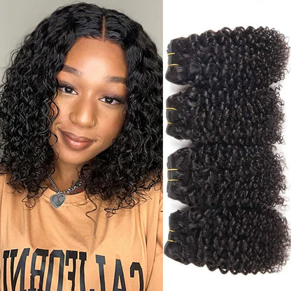 Short Kinky Curly Hair Bundles – 100% Brazilian Virgin Human Hair