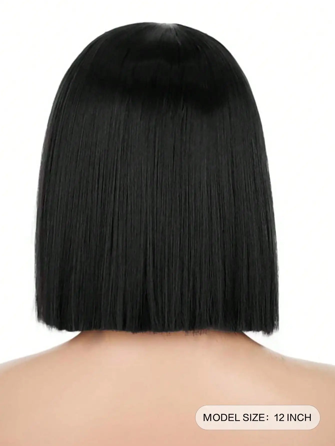 Short Black Bob Wig – Sleek Middle Part Style