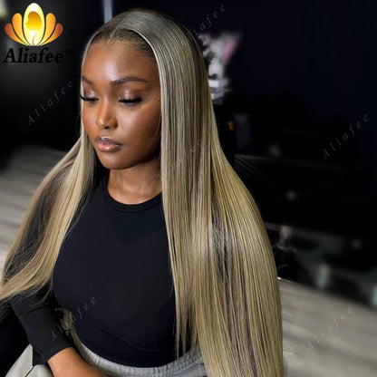 Straight Ombre Dirty Blonde Human Hair Wig