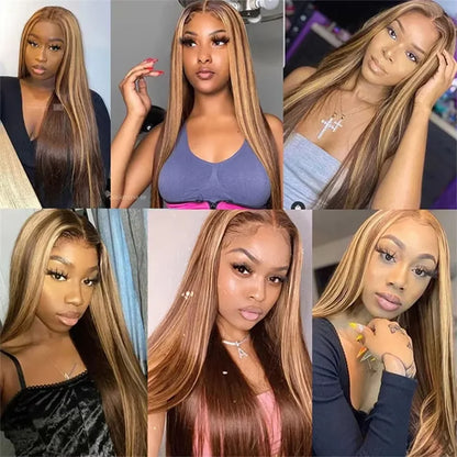 Brown Highlight Human Hair Wig