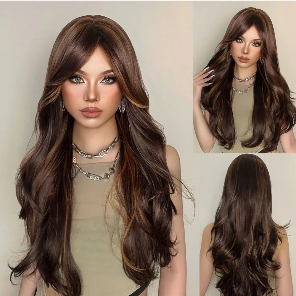 Long Blonde Wavy Synthetic Wigs