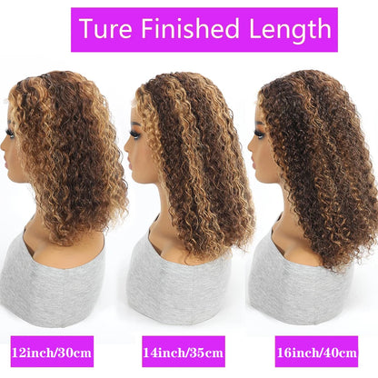 Honey Blonde Curly Bob Wig