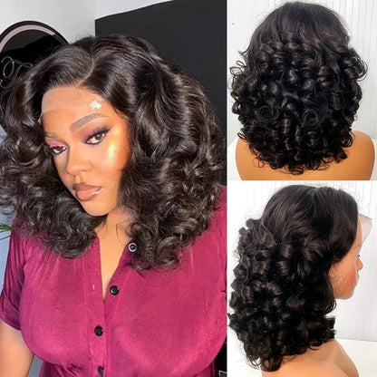 Short Body Wave Bob Wig – 100% Brazilian Human Hair, Lace Front