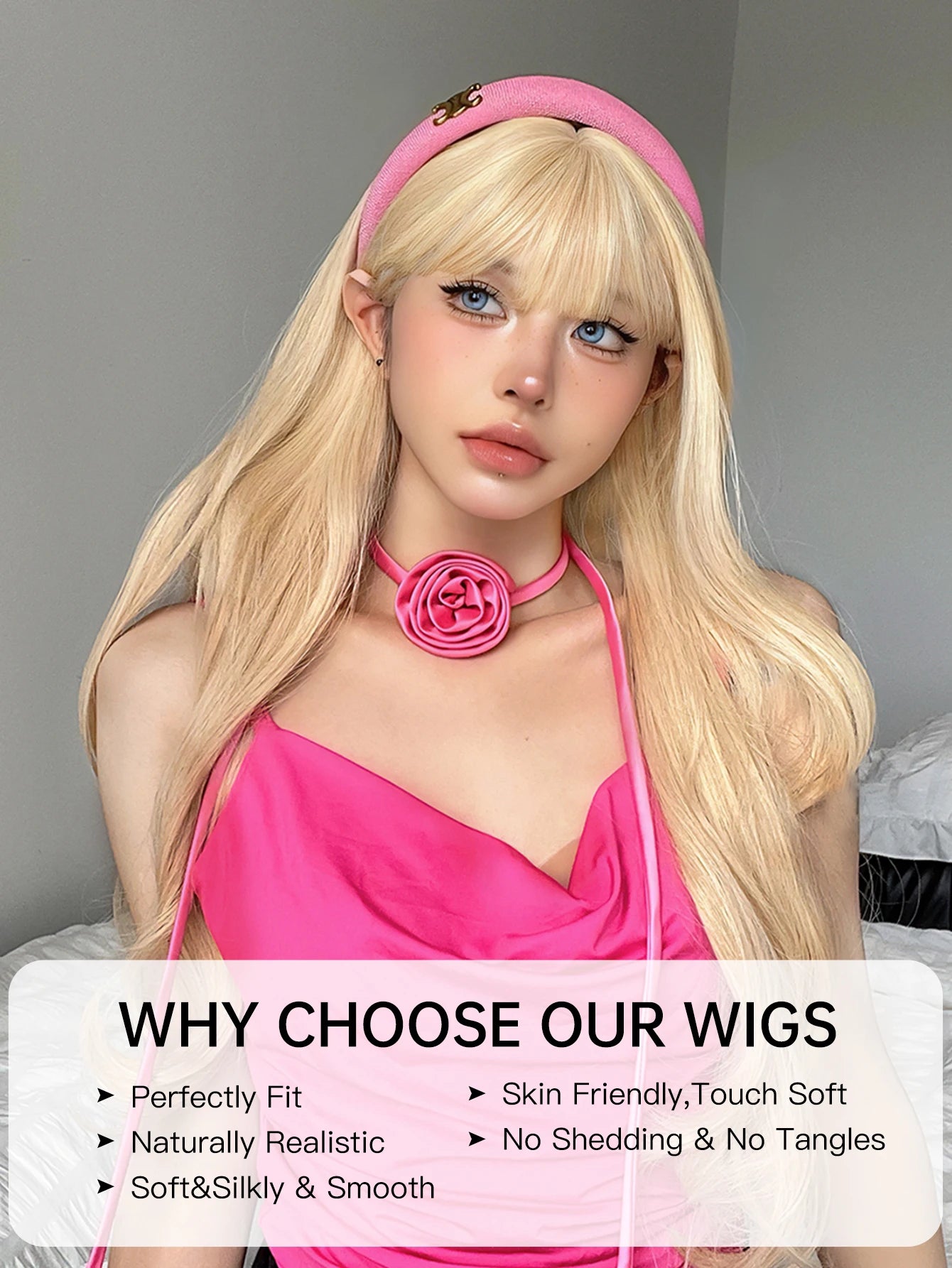 Long Blonde Wavy Synthetic Wigs